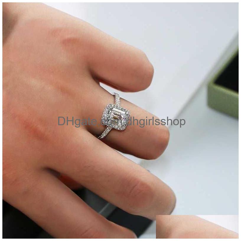 handmade emerald cut 2ct lab diamond ring 925 sterling silver engagement wedding band rings for women bridal fine party jewelry 201006
