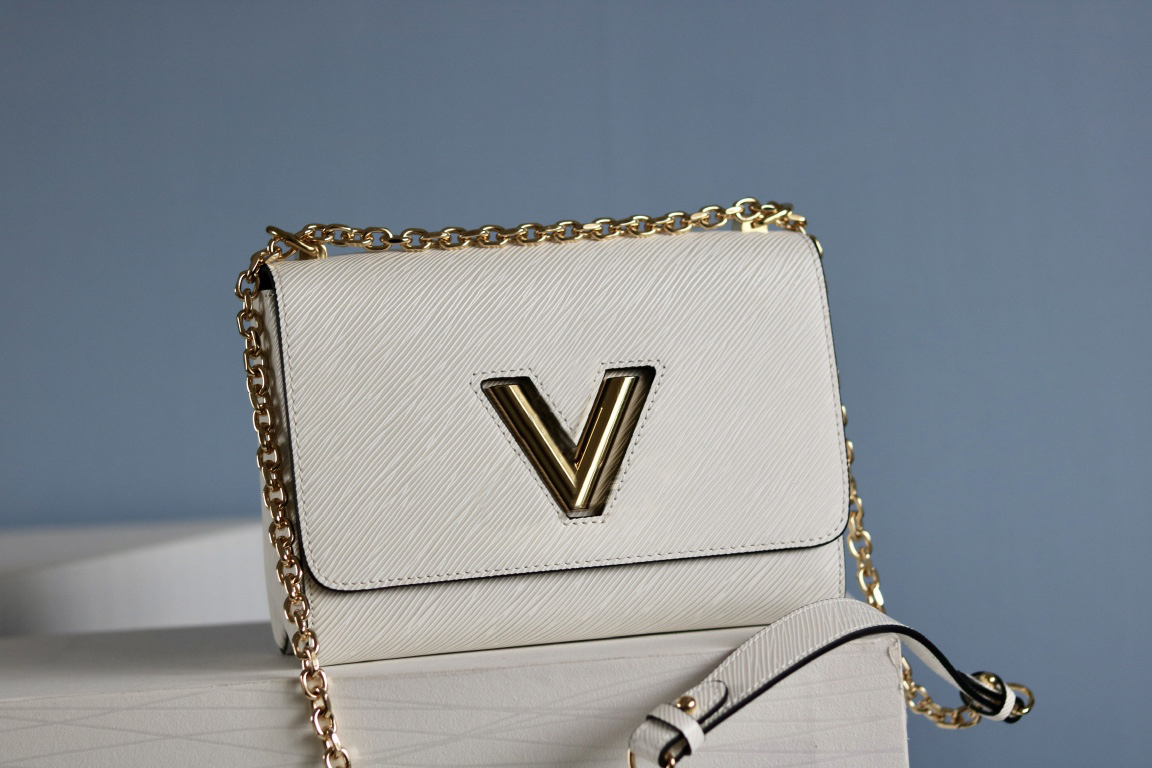 

High Quality Twist Denim Leather Designer Women Shoulder Bags V Lock Flap Chain Handbags Twists Woman Crossbody Bag Lady Pochette Tote Middle Size Black Handbag, White