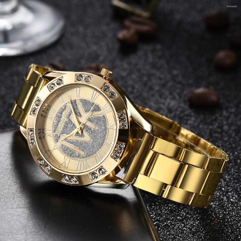 

Wristwatches European Fashion Watch Women 2023 DQG Quartz Casual Stainless Steel Ladies Clock, Gold