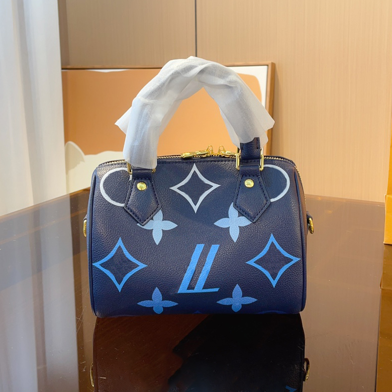 

Women Luxurys Designers Totes Speedy 20 Bags onthego Handbag Quilted Flowers Shouder Crossbody Ladies Handbags Embossed Flowers With Original Dust Bag, Blue