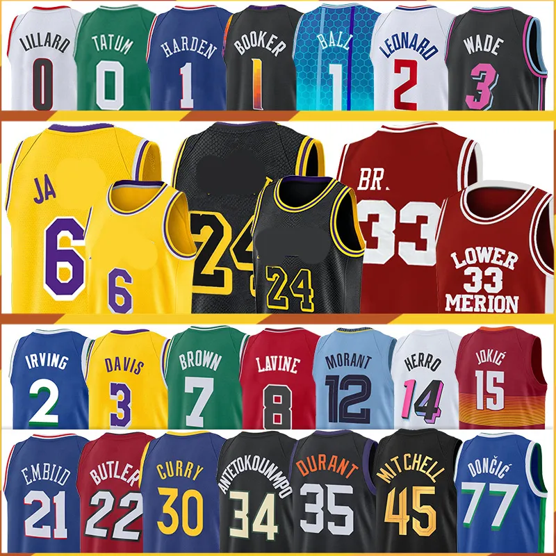 

LeBron James Harden Basketball Jerseys Anthony Men Davis Stephen Curry Los''Angeles''Lakers''12 Ja Morant Luka Doncic Jerseys