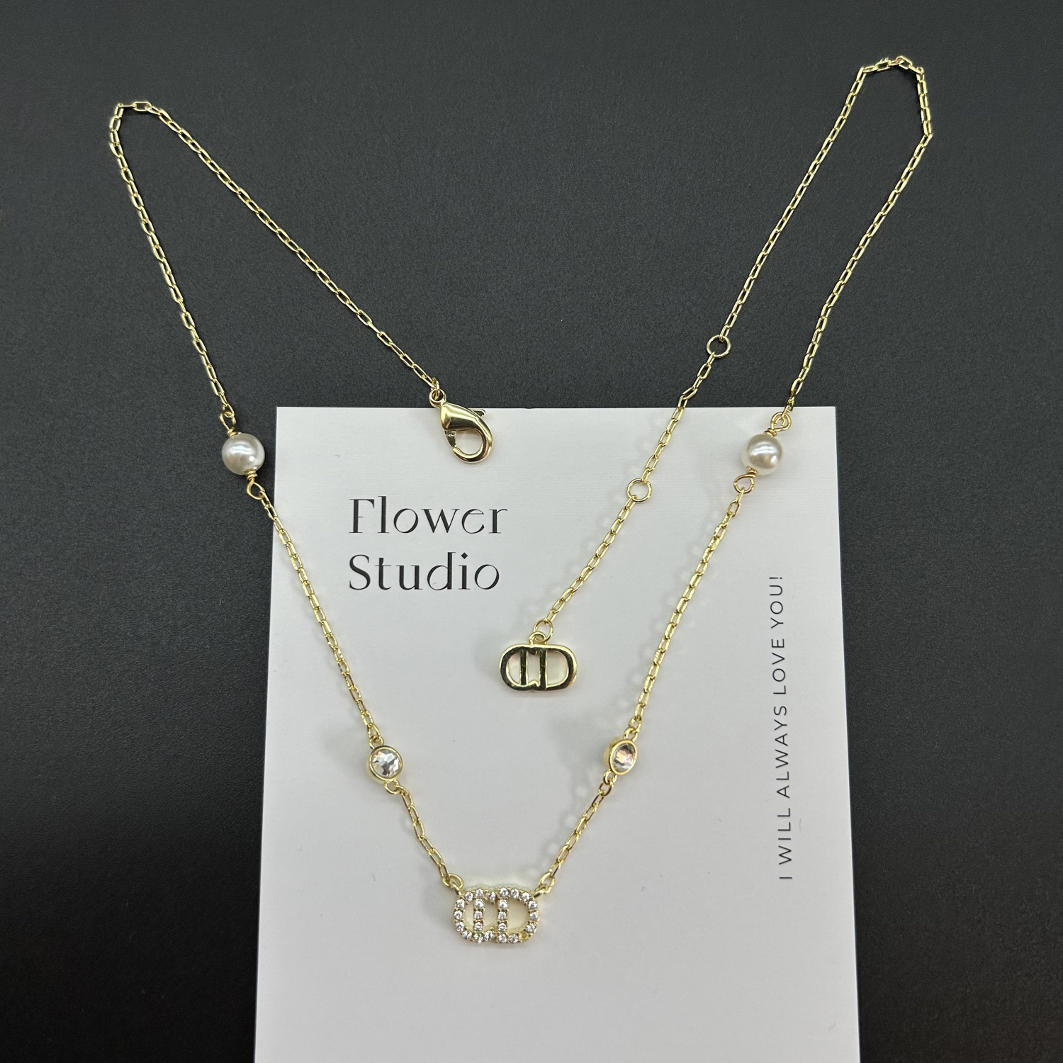 

High quality pearl necklace designer for women New Fashion necklace Love necklace For Woman Brand Simple Letters Diamond Lady-D3