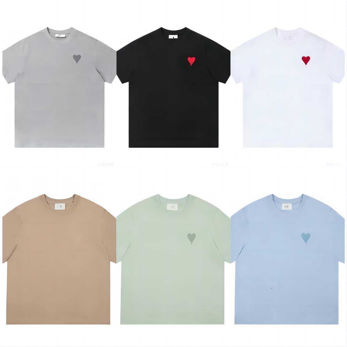 

Designers Amis Paris shirit 2023ss Spring Classic Heart Solid Color Big Love Round Neck Heart Short Sleeve T-shirt for men and women Fs05o, White