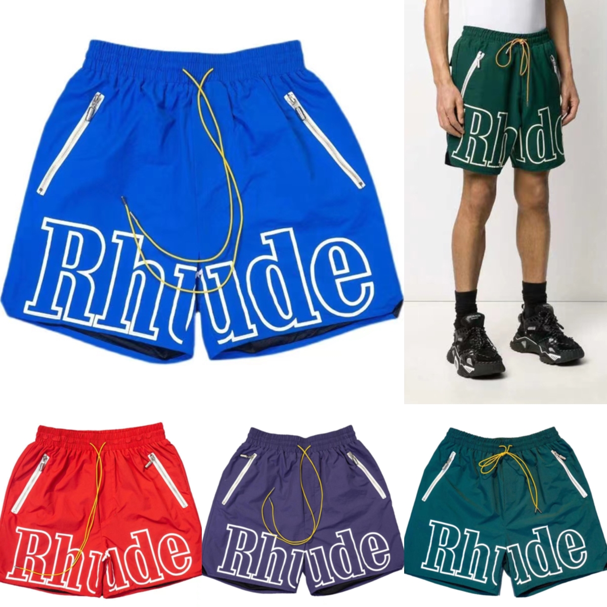 

designer shorts rhude shorts summer fashion beach pants Men high quality street wear red blue black purple pants mens short US size:S-XL j7mG#