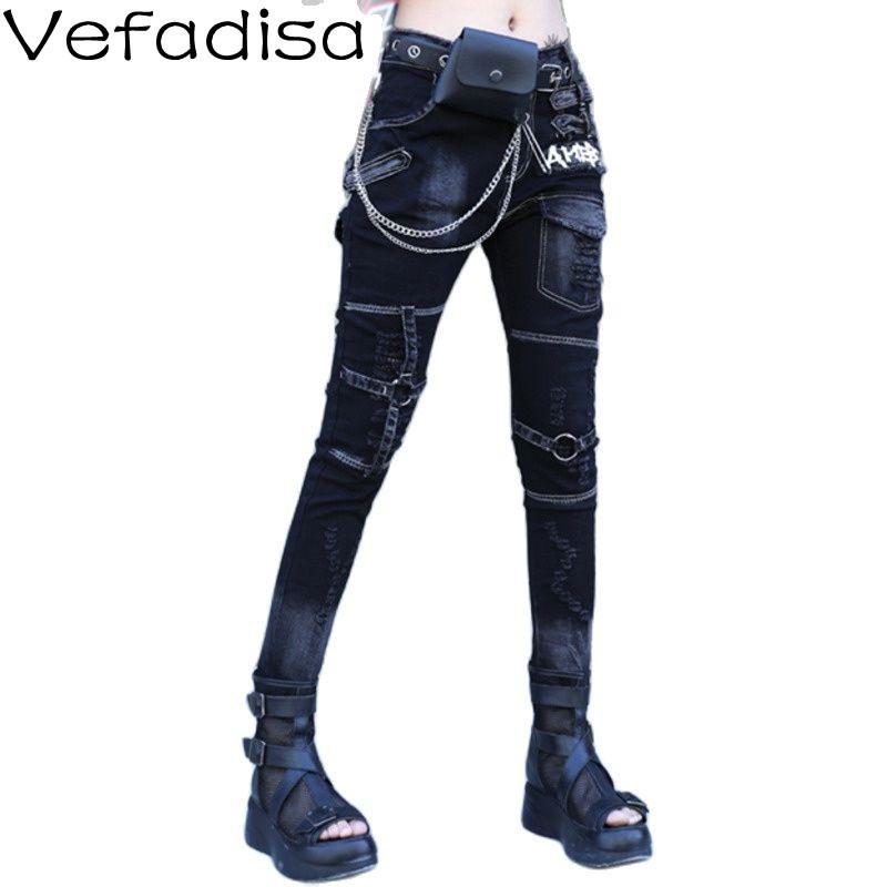 

Jeans Street Style Fashion Letter Print Stitching Black Jeans Women's 2023 Spring Autumn New Slim Slimming Jeans TT1135