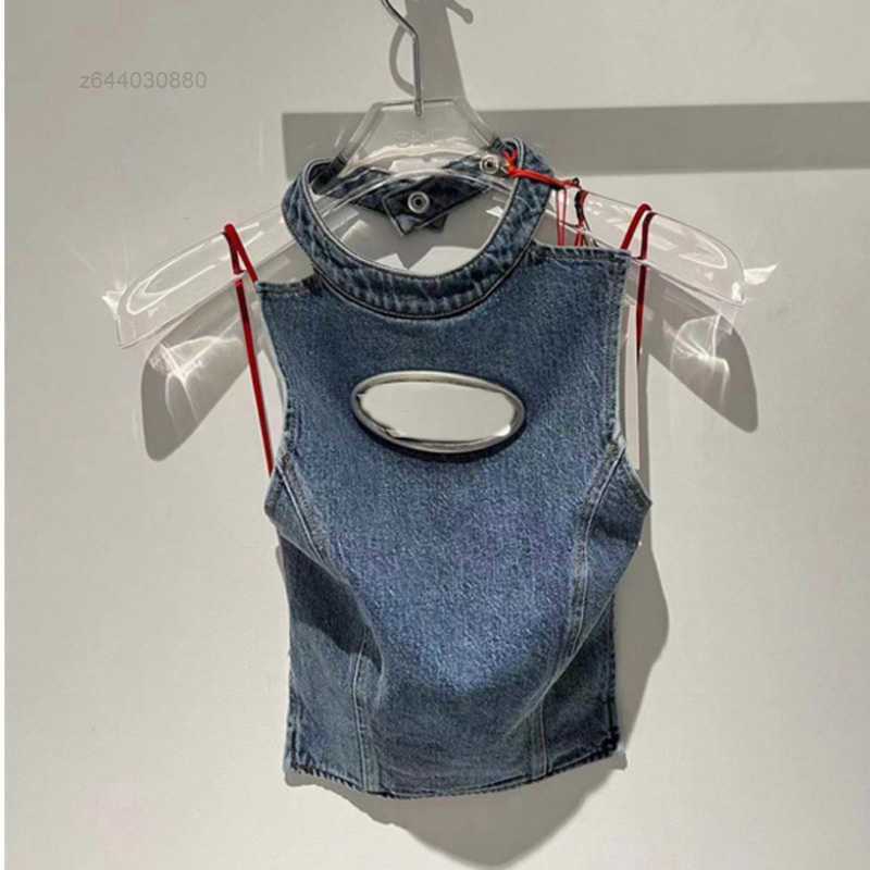 

Diesels Designer Vest Womens Denim Sleeveless Vests Summer Sexy Streetwear Fashion Clothing Hollow Metal Sheet Top I65A, Blue5