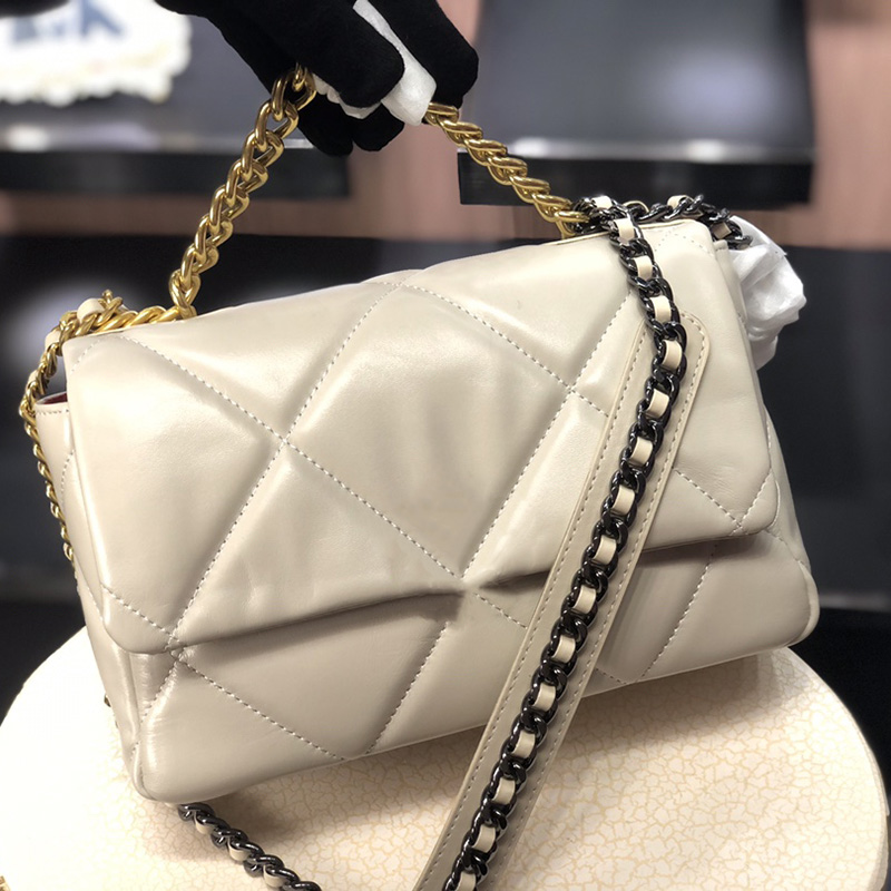 

Fashion Channel 19 Bag Designer Women's Shoulder Bags Real Lambskin Soft Leather Tote Lady Summer Travel Party Handbag High Quality, Color 13