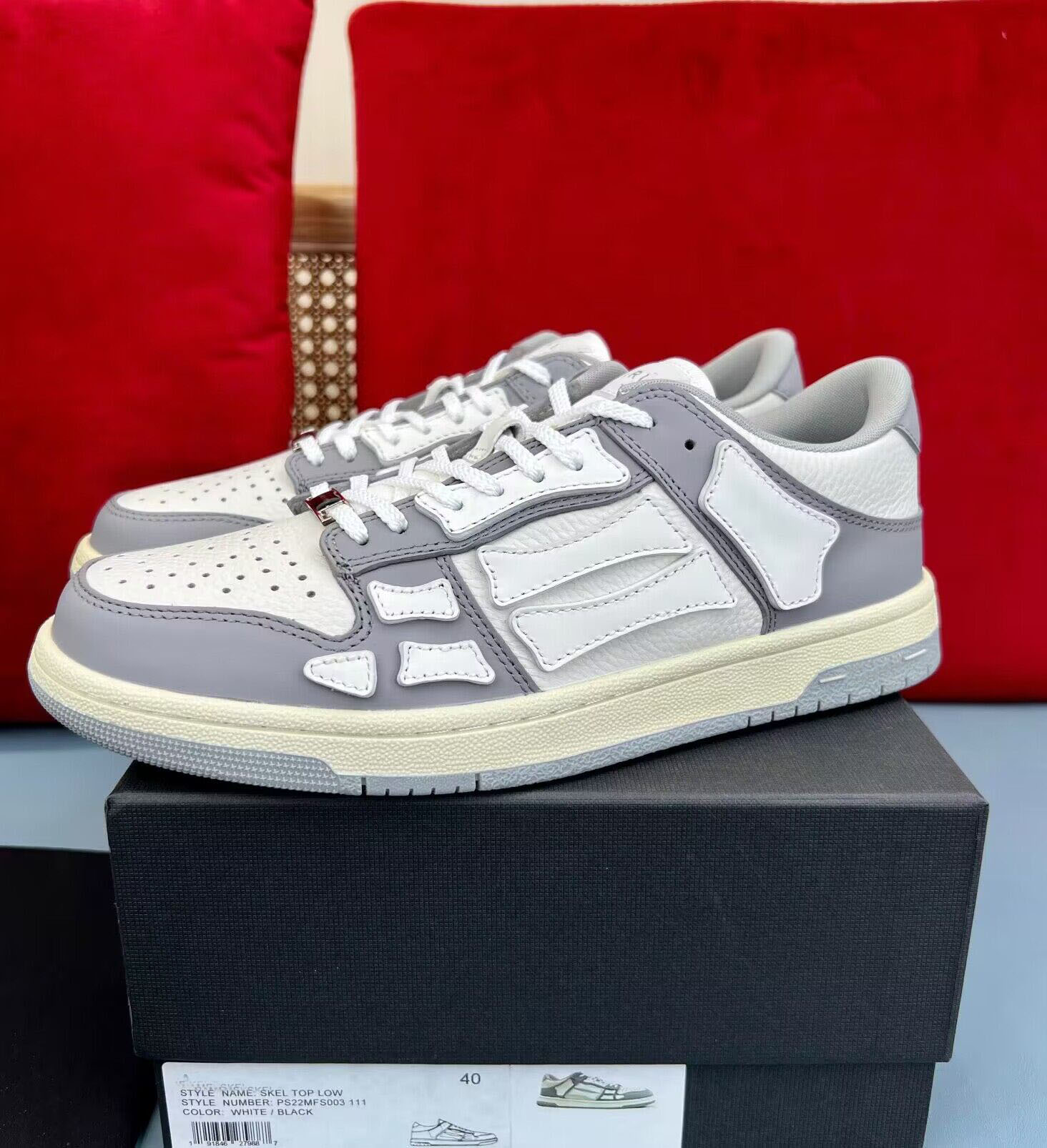 

Famous 23S/S Low Top Skel Sneakers Shoes Women Men Skeleton Bones Leather Trainers White Black Blue Black Skull Couple Skateboard Walking EU35-46, 12