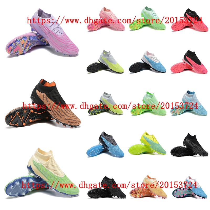 

Phantom GX Elite FG TF soccer shoes mens Cleats Turf Trainers Spikes Leather Football boots Green Yellow White Black Gray Red Blue, As picture 3