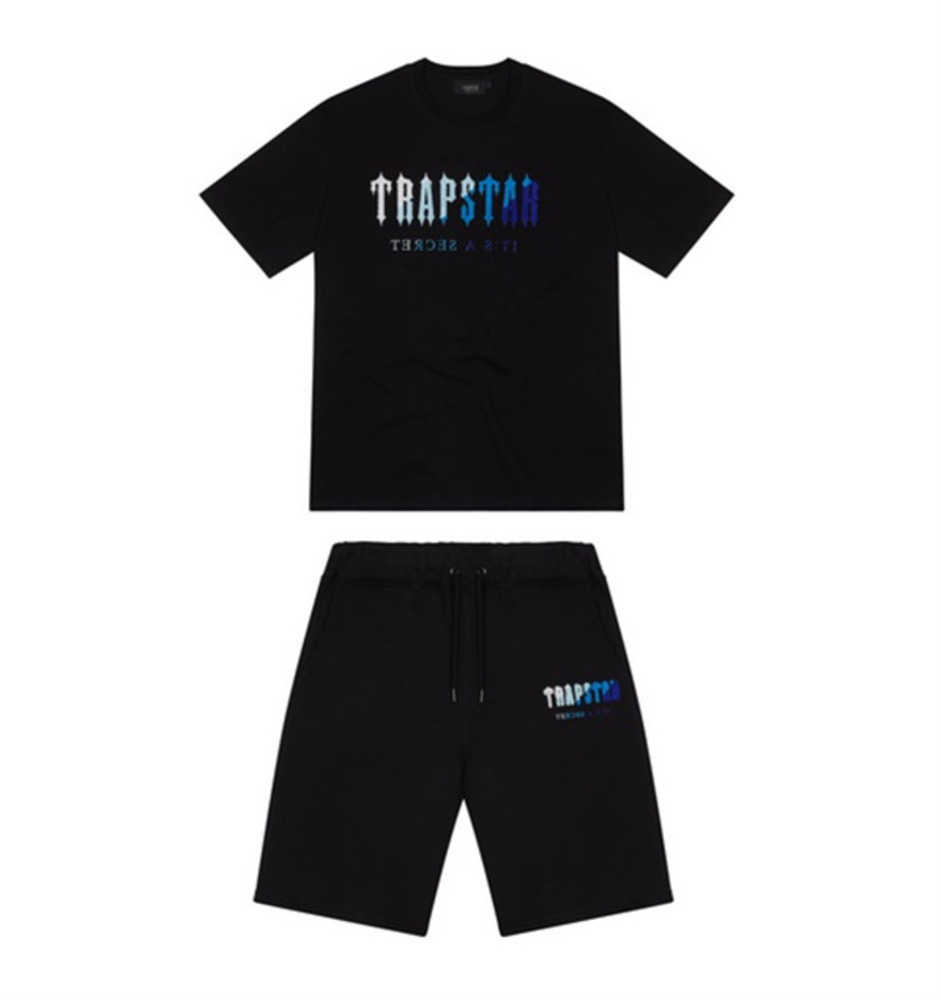 

brand Trapstar New Men's t Shirt Short Sleeve Outfit Chenille Tracksuit Black Cotton London Streetwear Breathable design 95ess, White suit