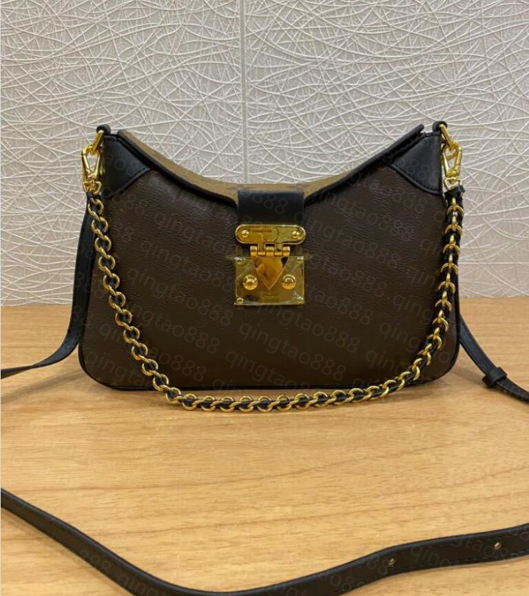

Designers Small Twinny Bag 29cm Womens Brown Reverse Canvas Handle Handbag Luxury Black Cowhide Trims Purse Crossbody Shoulder Chain, Airbag [no bag]