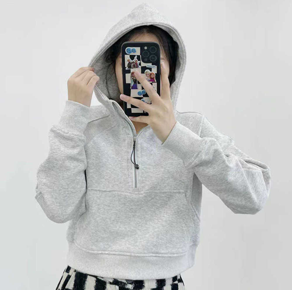 

Women Sport Jacket half Zipper Yoga Coat Clothes LU-03 Quick Dry Fitness Outfits Running Hoodies Thumb Hole Sportwear Gym Workout Hooded Top Breathable design225d, Black