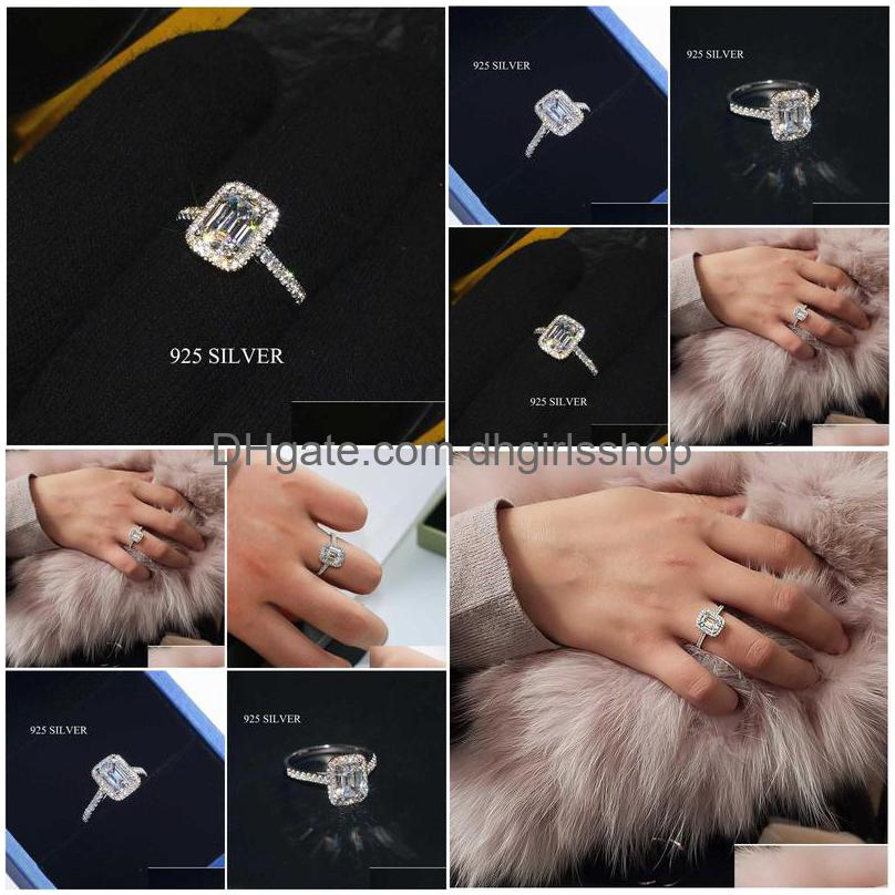 handmade emerald cut 2ct lab diamond ring 925 sterling silver engagement wedding band rings for women bridal fine party jewelry 201006
