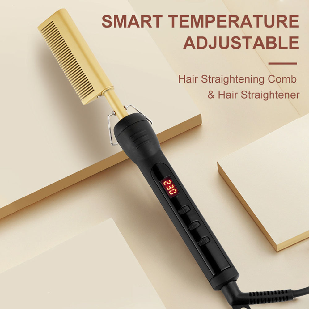 

Hair Brushes Comb Straightener for Wigs and African Hair Flat Irons Fast Heating Straightening Brush Straight Curler Roller Styler Tool 230517