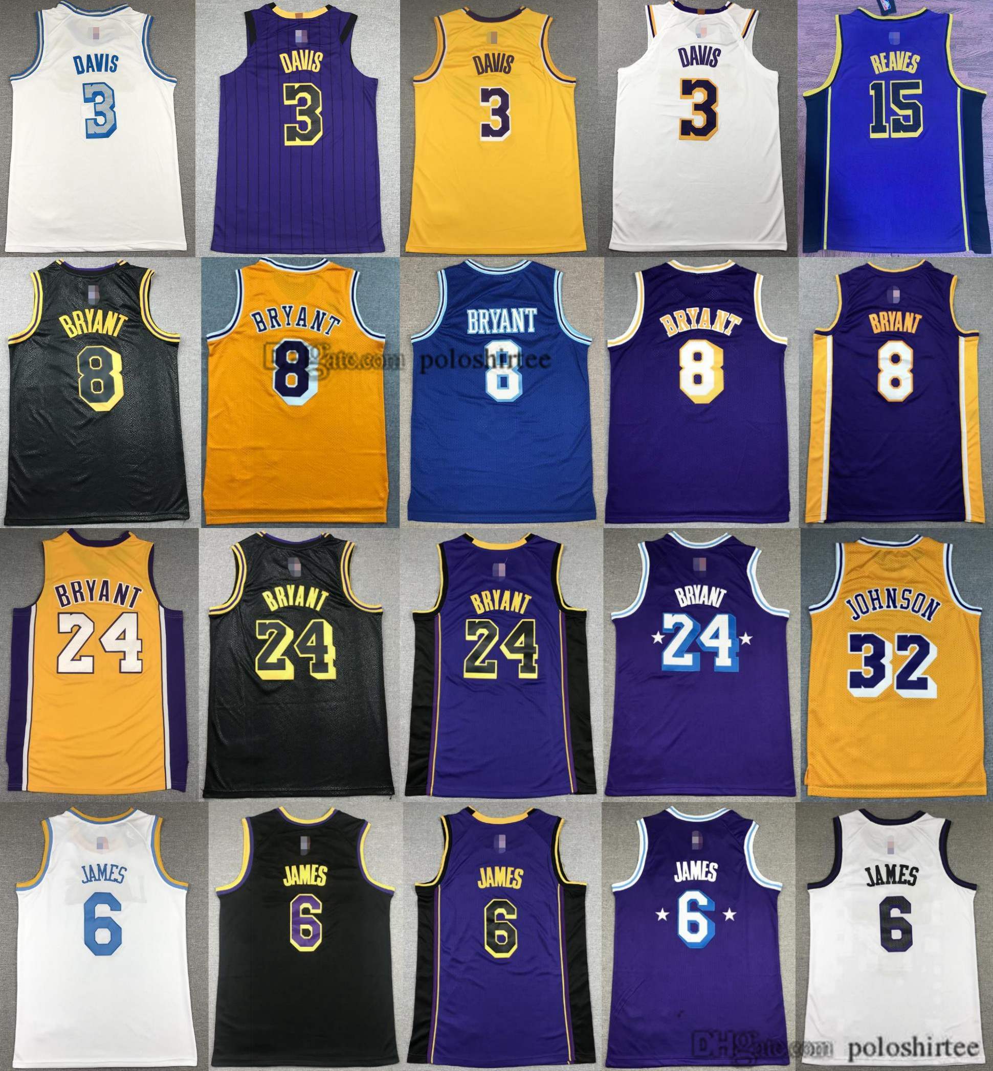 

8 24 Bryant Basketball Jerseys 15 Austin Reaves Anthony 3 Davis 6 23 James LBJ Johnson Jersey Urban edition Breathable mesh, Blue