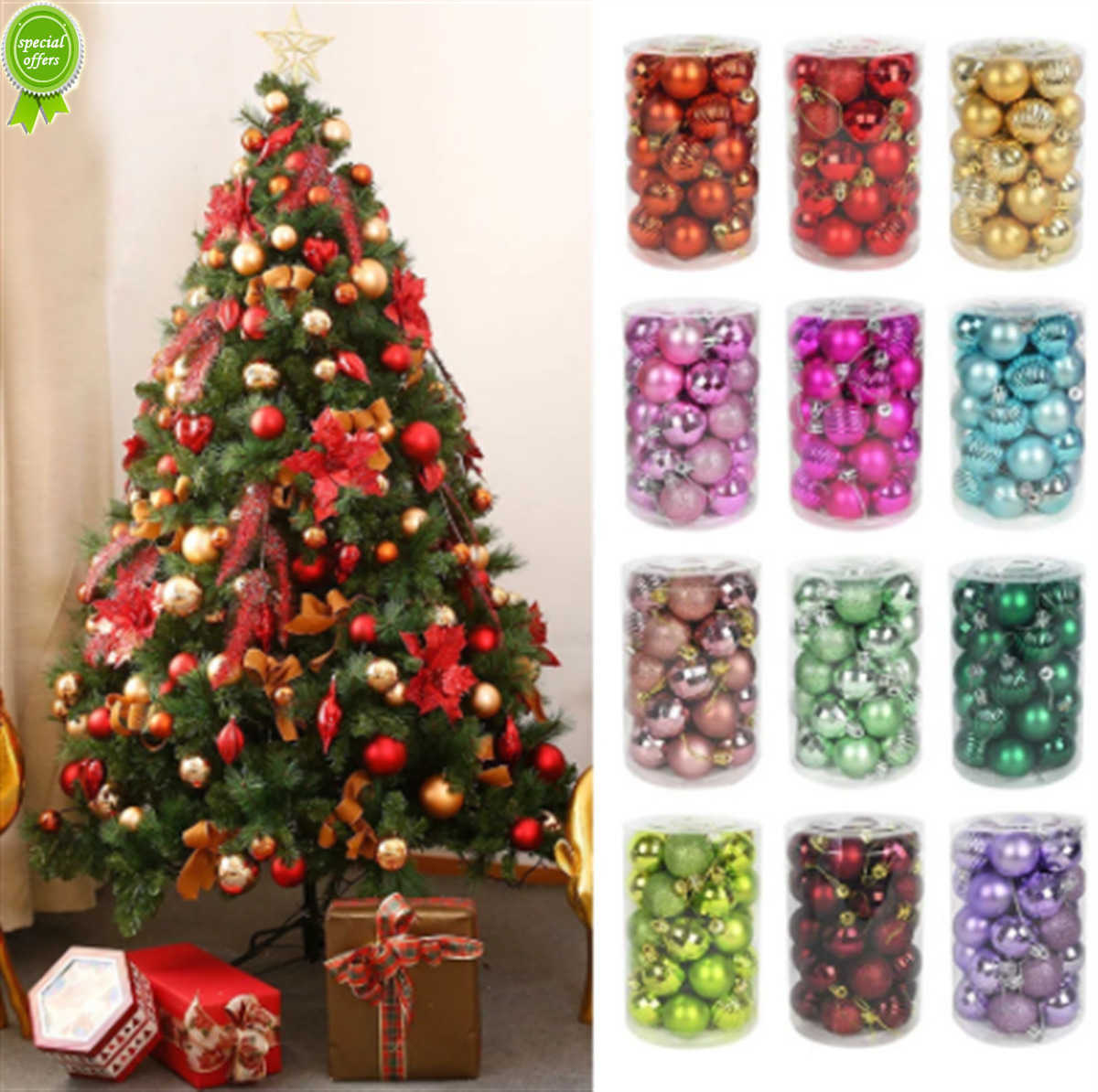 

New 34pcs 4cm Christmas Tree Ornament Ball Ornament Christmas Party Hanging Christmas Ornament Home New Year Gift