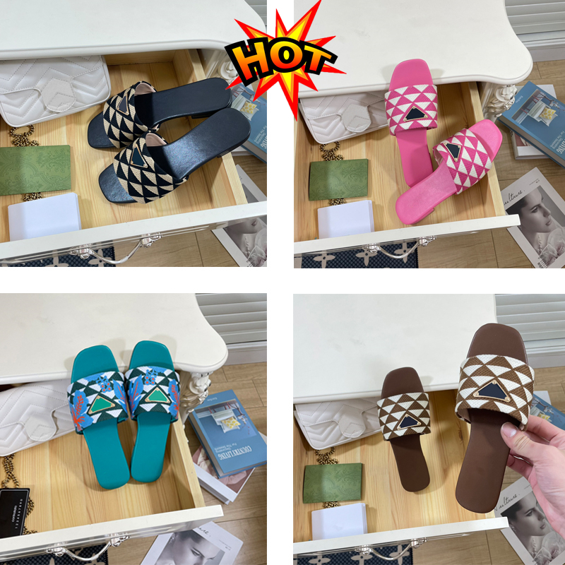 

Beige luxe flat slide slippers slip on fabric sandals floral embroidered open toe shoes luxury designer for women holiday flats sandal factory footwear