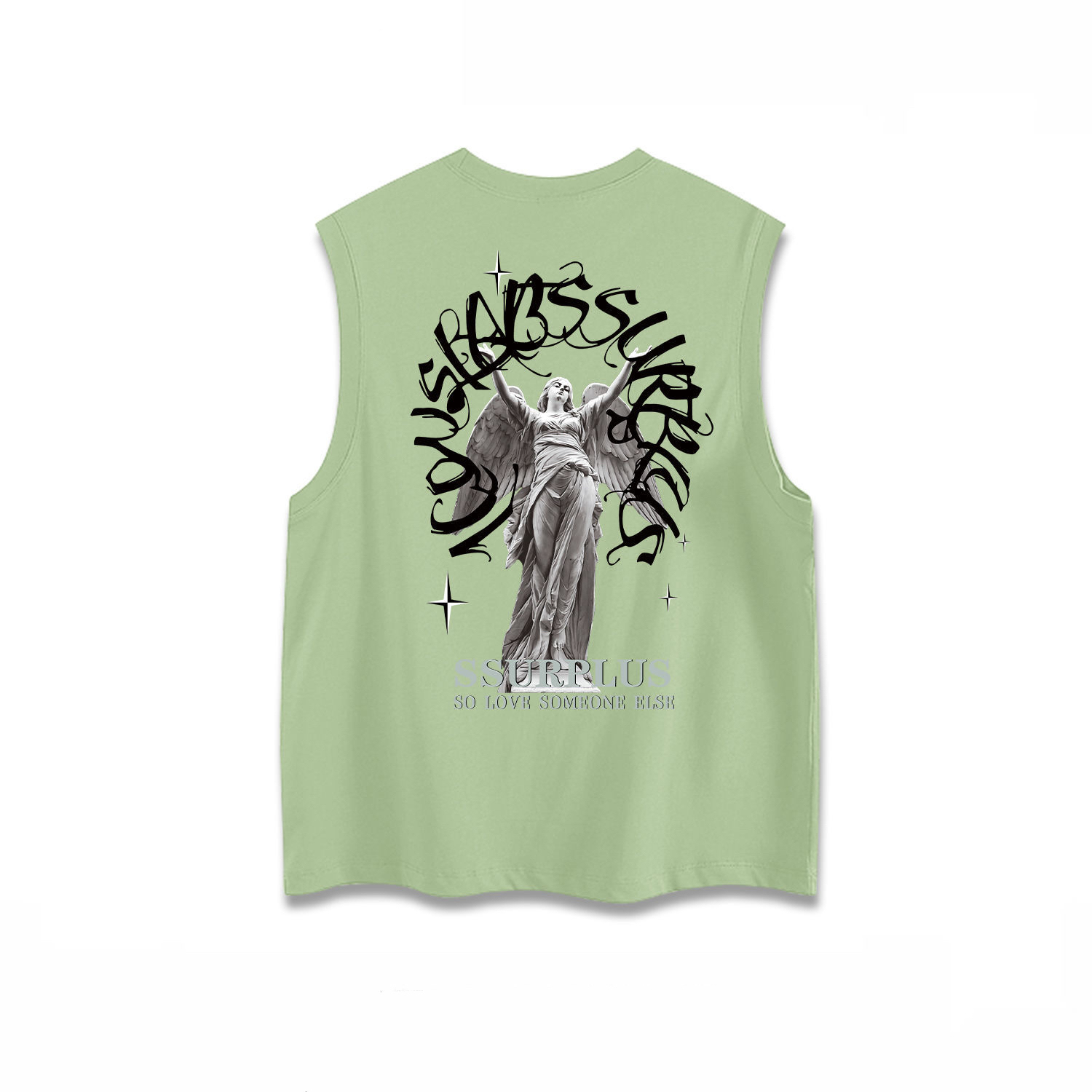 

Men's Tank Tops Tide Brand High Street Vest Summer Round Neck Print Loose Sports Sleeveless T-shirt, Black