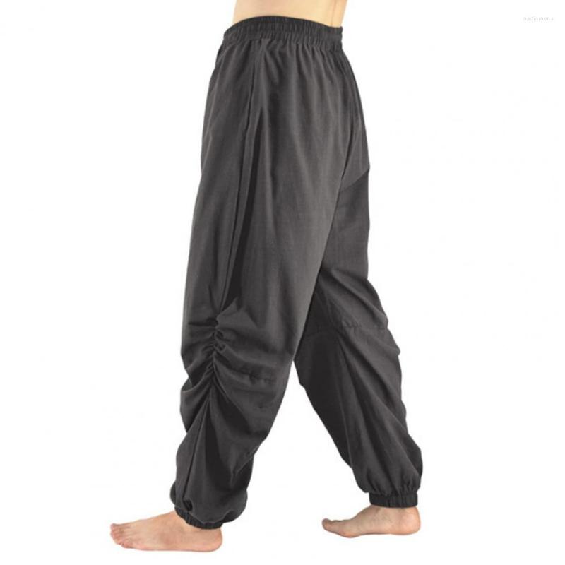 

Men's Pants Trouser Super Soft Elastic Waist Loose-fitting Sweat-absorbing Cotton Linen Men Baggy Pencil Casual Trousers, Black