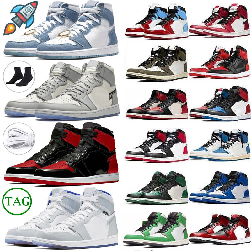 

Size 13 Air Jumpman 1 Basketball Shoes off Chicago Lucky Green Washed Pink Washed Black Sneaker Men Women Dark Mocha Bred Patent Elephant Diamond sports Sneakers, Color # 6