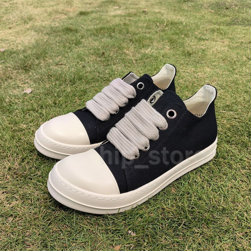 

Ricks Owens Footwear Low Top Canvas Shoes for Mens Womens ricks owen Thick Sole Increase Trend Versatile Casual Couple Shoes size 35-46, Classic wax cloth noodles