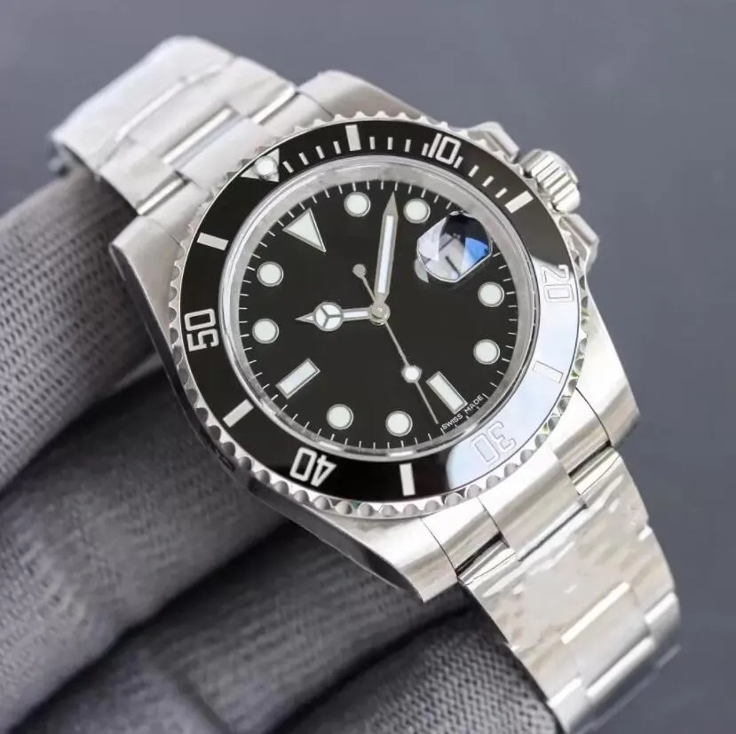 

men watch 41mm Sapphire glass Gliding lock automatic mechanical ceramics Green black watches full stainless steel waterproof Swimming wristwatches