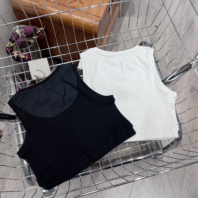 

Womens Vest Top T-Shirt Anagram Regular Cropped Cotton Jersey Camis Female Femme Knits Tees Designer Embroidery Knitted Sport Breathable Yoga Vest Tops size -L, A1