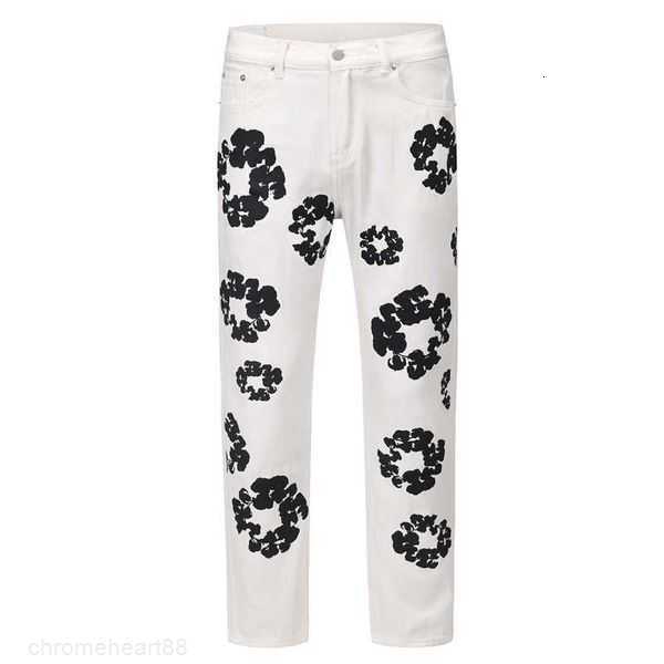 

Jeans High Street Denim Tears Style Kapok Washed Straight Fashion Vintage Loose Pants Kmzt5V6B, White2