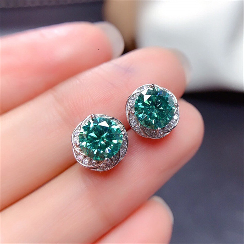 Hoop Huggie Bling 1ct Lab Emerald Diamond Stud Earring Real 925 sterling silver Engagement Wedding Earrings for Women Charm Party Jewelry 230517