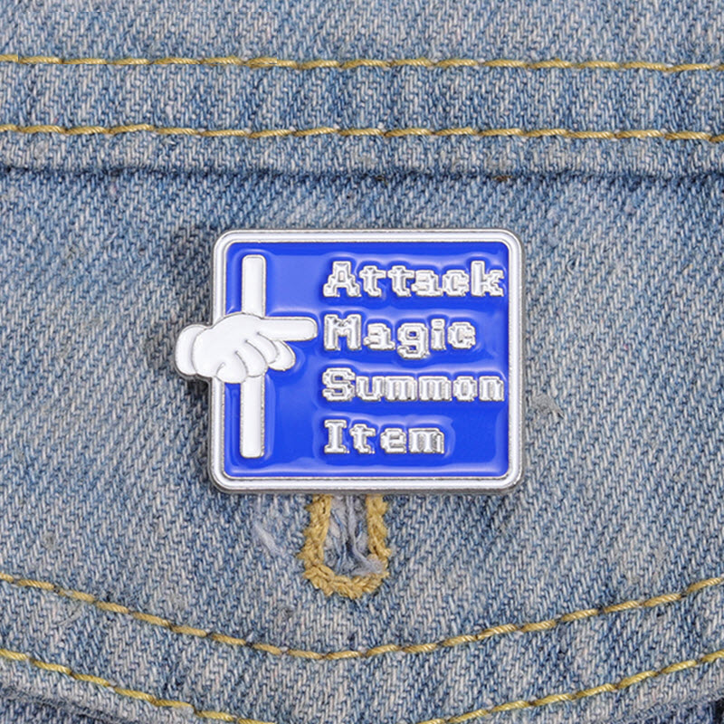 

Attack Magic Summon Item Enamel Pins Custom Blue Tag Brooches Lapel Badges Funny Game Jewelry Gift for Fans Friends, As picture
