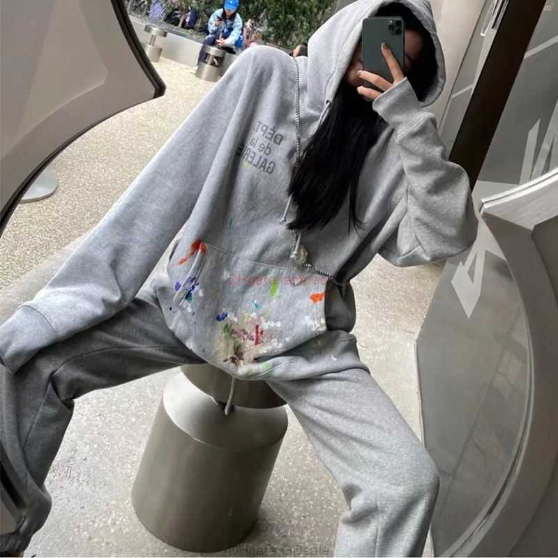 

Designer Clothing Galleries Mens Sweatshirts Galleryes Depts Washed Speckle Series Loose Casual Fog Unisex Hooded Plush Sweater Luxury Casual Pullover jacket Fas, Shipping fee