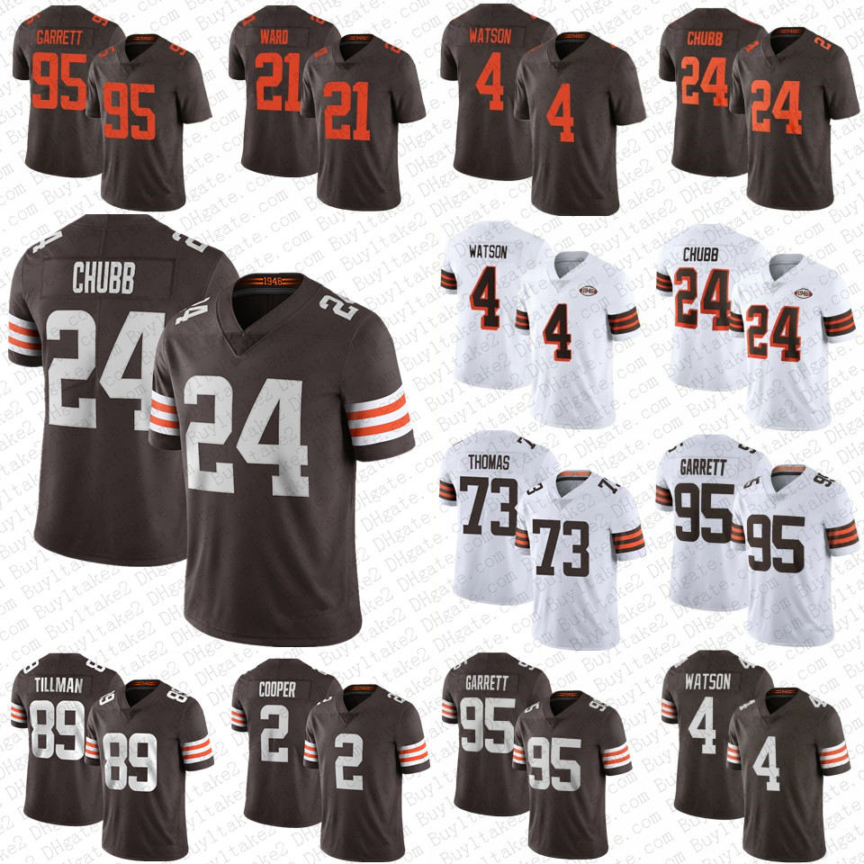 

4 Deshaun Watson 24 Nick Chubb Football Jerseys Myles Garrett Denzel Ward Amari Cooper Jeremiah Owusu-Koramoah Za'Darius Smith Joe Thomas Cedric Tillman Elijah Moore, Women