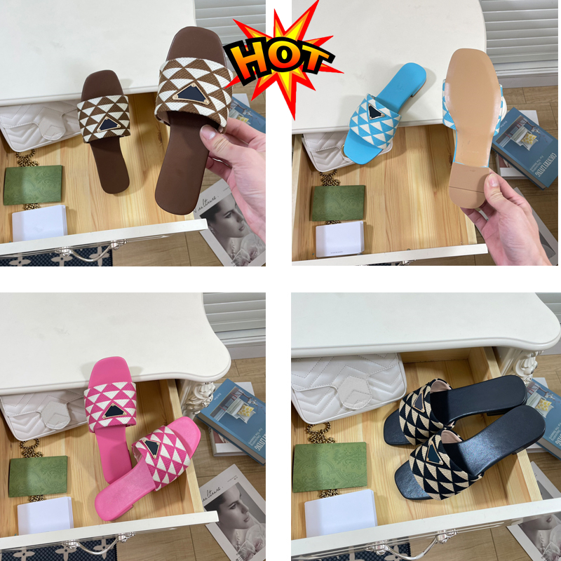 

Paris Embroidered Dazzle Designer Slippers Womens Sandals Wear Summer Beach Casual Flip-Flops Flat Slippers Sliders With Dust Bag