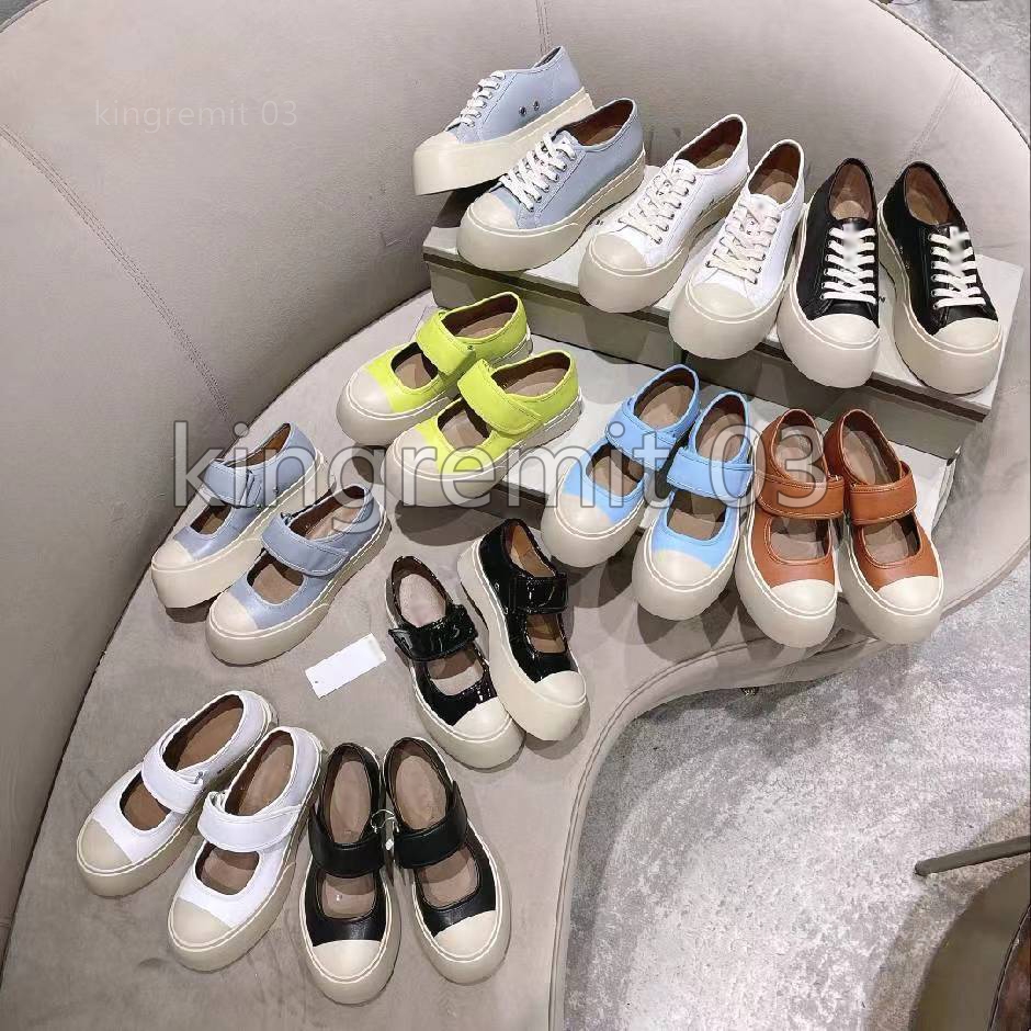 

Designer Casual Shoes Black Nappa Leather Mary Jane Sneakers Big Round Toe Women Pablo Sneaker Luxury Canvas Shoe Strap Chunky Platform Sole Trainer With Box