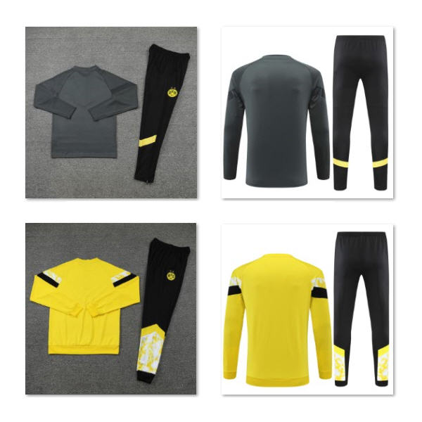 New arrival 22 23 24 kids Borussia BVB tracksuit jacket Soccer Sets full zipper Dortmund training football set Survetement Tracksuits