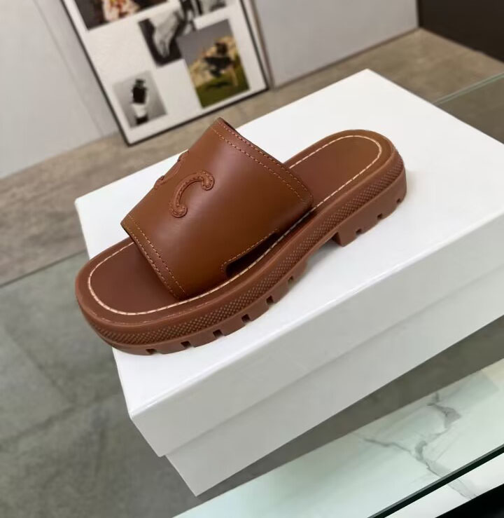 

Women's cake slippers Fashion cross woven leather flat sole sandals Park casual walk show Beach elevated shoes 35-41, 6#