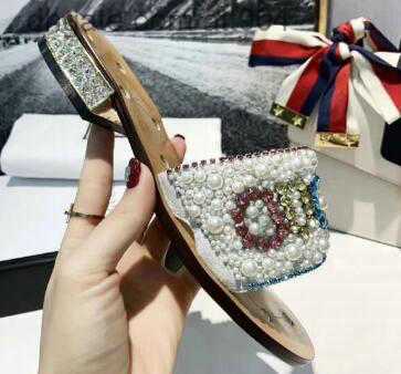 

TOP FREE SHIPPING new ladies pearl slippers colorful letters fashion popular brand sandals women's style with height 5.5CM size 35--40''gg'', Black