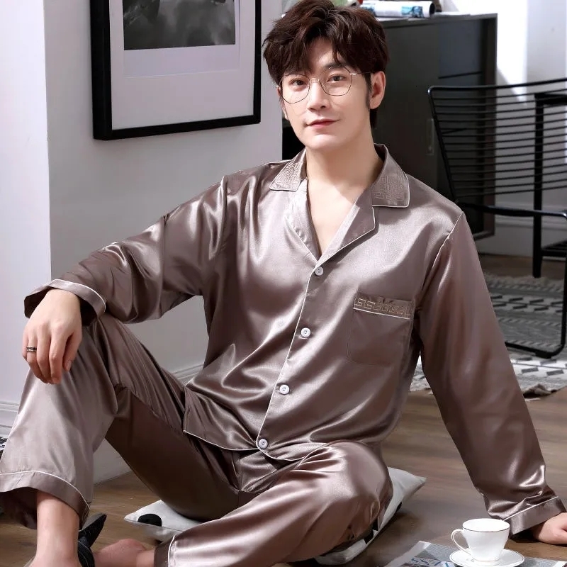 Men's Sleepwear Spring Summer Mens Pajamas for Men Nightwear Long Sleeve Sleepwear Soft Men Pajama Nightwear Loose Homewear Trousers 230518