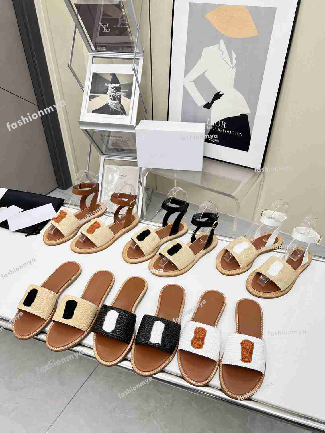 

Designer Sandals Women Slides Gladiator Leather Sandal Fisherman Straw Raffia Woven Hemp Slippers Adjustable Buckle Strap Slides