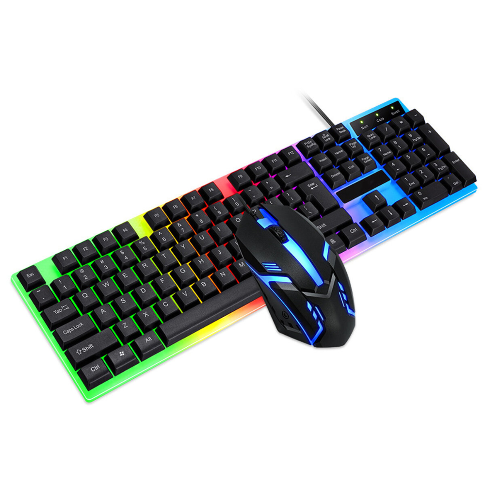 

T-Wolf TF230 Wired Keyboard & Mouse Set 104 Keys USB Wired Keyboard 2400DPI Mouse RGB Backlit Gaming Keyboard Mouse Combo