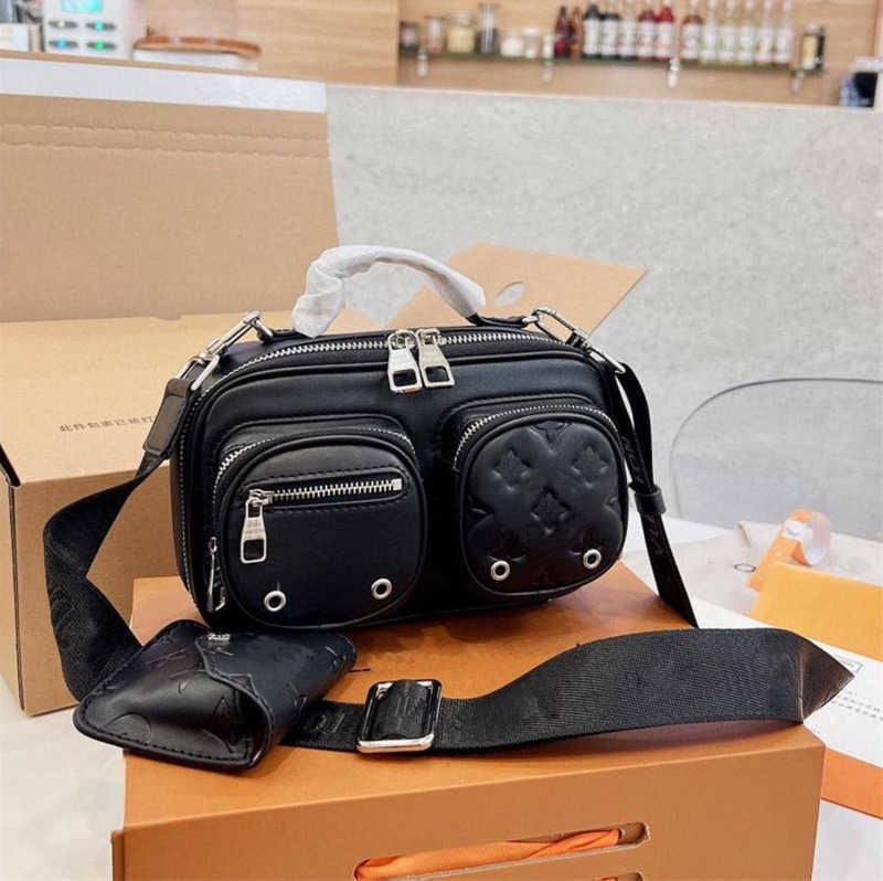 

Designer Camera Bag Monograms BB Shoulder Bags Versatility Utility Crossbody Navy Canvas Wide Textile Strap Multiple Zipped Pockets Sliding Wallets, Blue