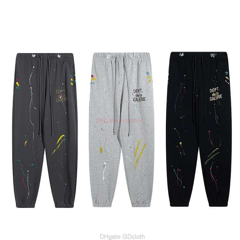 

Designer Clothing Galleries Pant Galleryes Depts Used Letters Printing Graffiti Handpainted Ink Splashing Cotton Terry Leggings for Men Women Luxury Casual Stree, Dark grey yc979