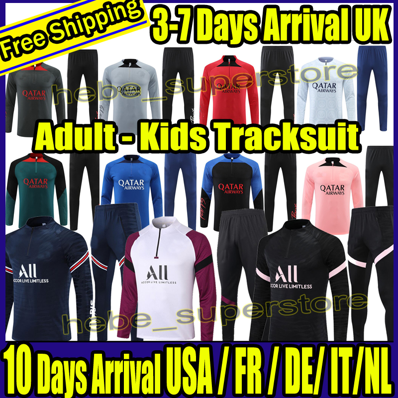 

22 23 Men and kids Tracksuits football training suit MBAPPE tracksuit soccer VERRATTI HAKIMI SERGIO RAMOS Survetement Maillots de Foot Enfants Chandal Kit PsGs, 2022