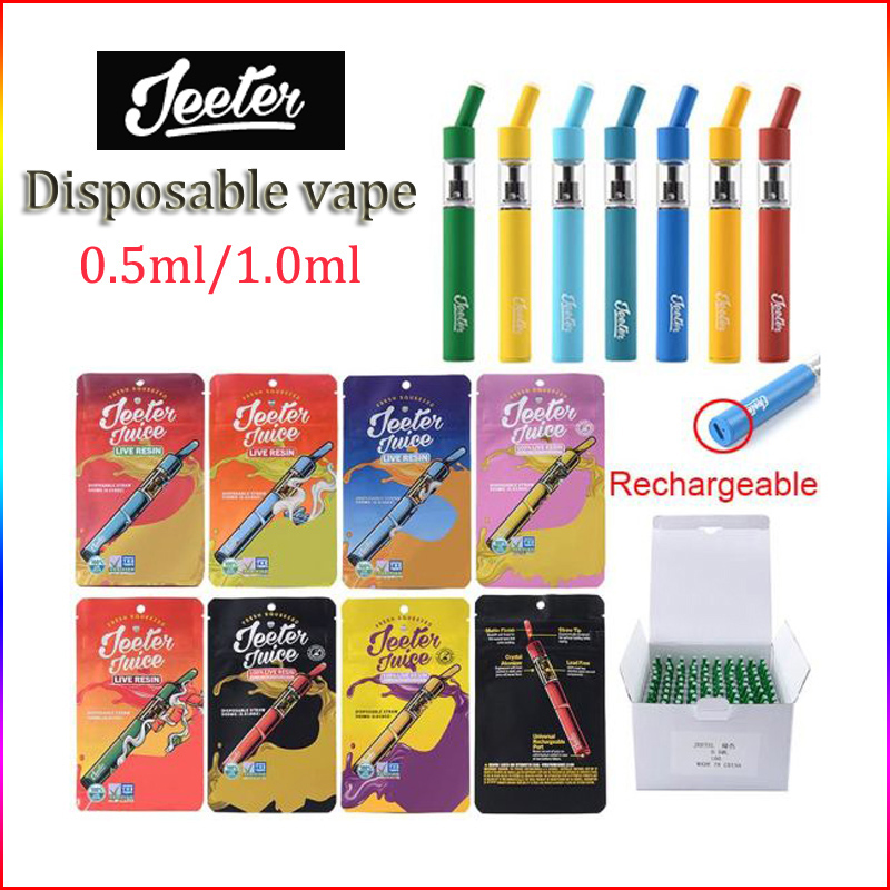 

10pcs Jeeter Juice Live Resin disposable vape E cigarettes Rechargeable D8 HHC Device 1.0ml Empty Thick oil Glass Cartridge 180mAh wax vaporizer pen