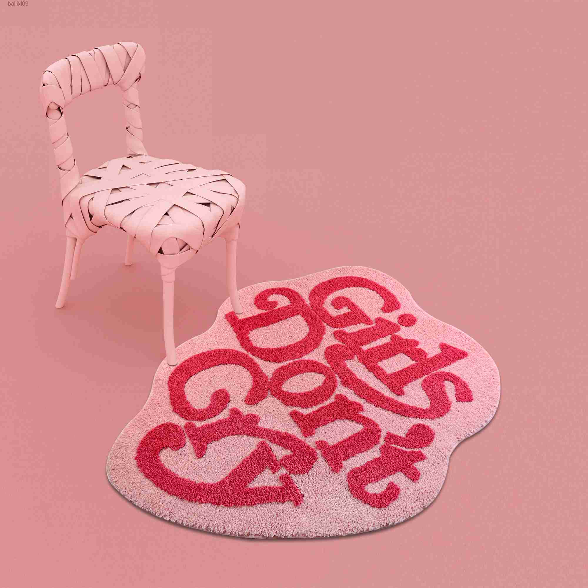Irregular Girls Dont Cry Rug for Bedroom Bedside Carpet Shaggy Faux Wool Living Room Area Rug Boys Dont Lie Rugs Floor Mat T230519-image-866883592