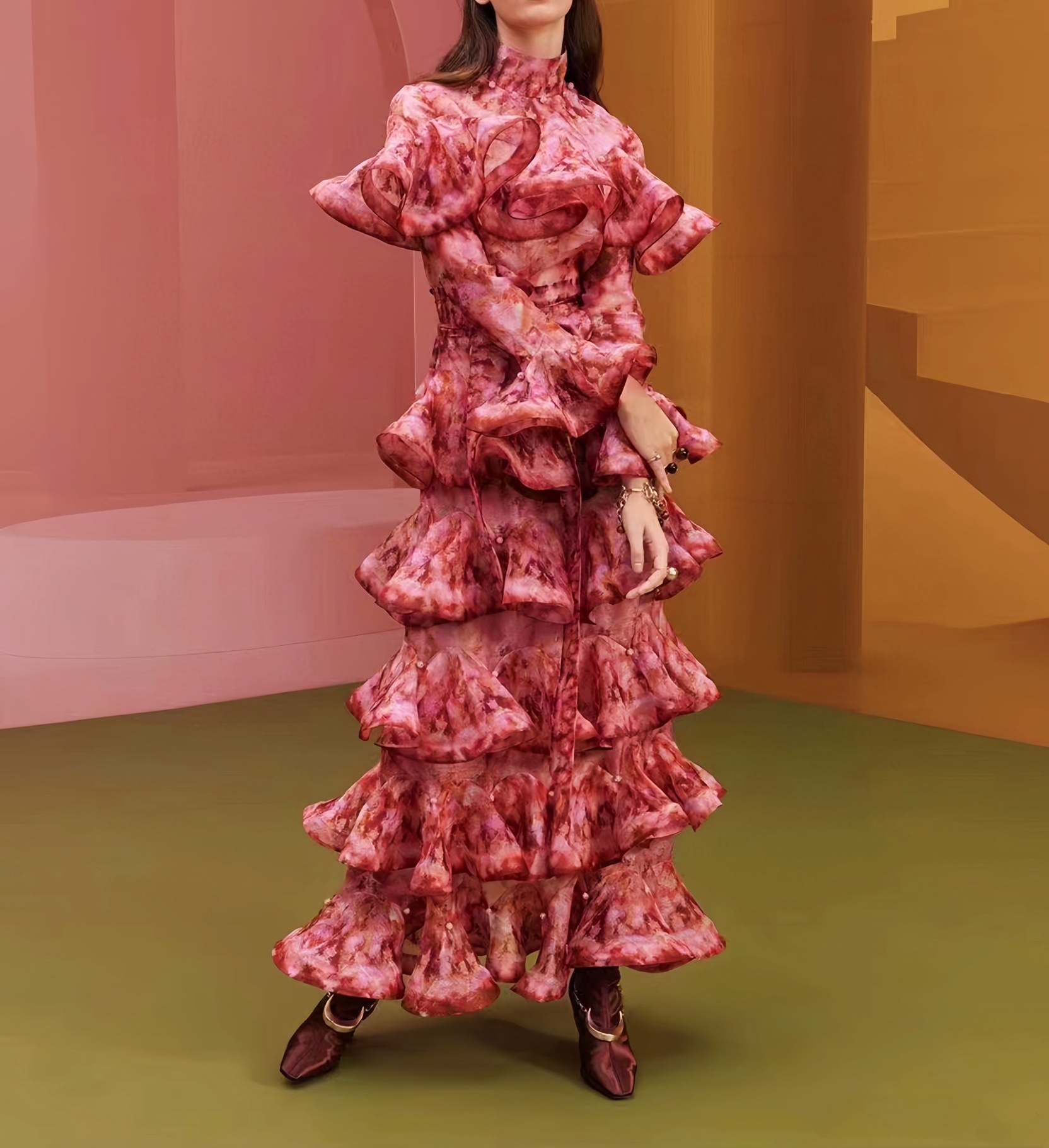 

2023 Summer New Australian Walk Edition Heavy Industry Multi layered Skirt Cake Skirt Belt Slim Dress, Random small gift