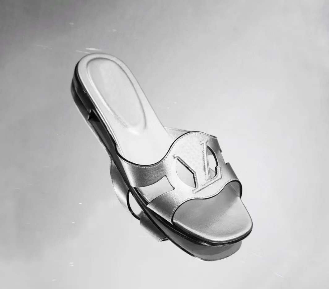 

fashion flat leather slippers cut-out Open Toe Leather sandal womens flat mules outdoor beach rubber slides indoor causal loafers, Orange