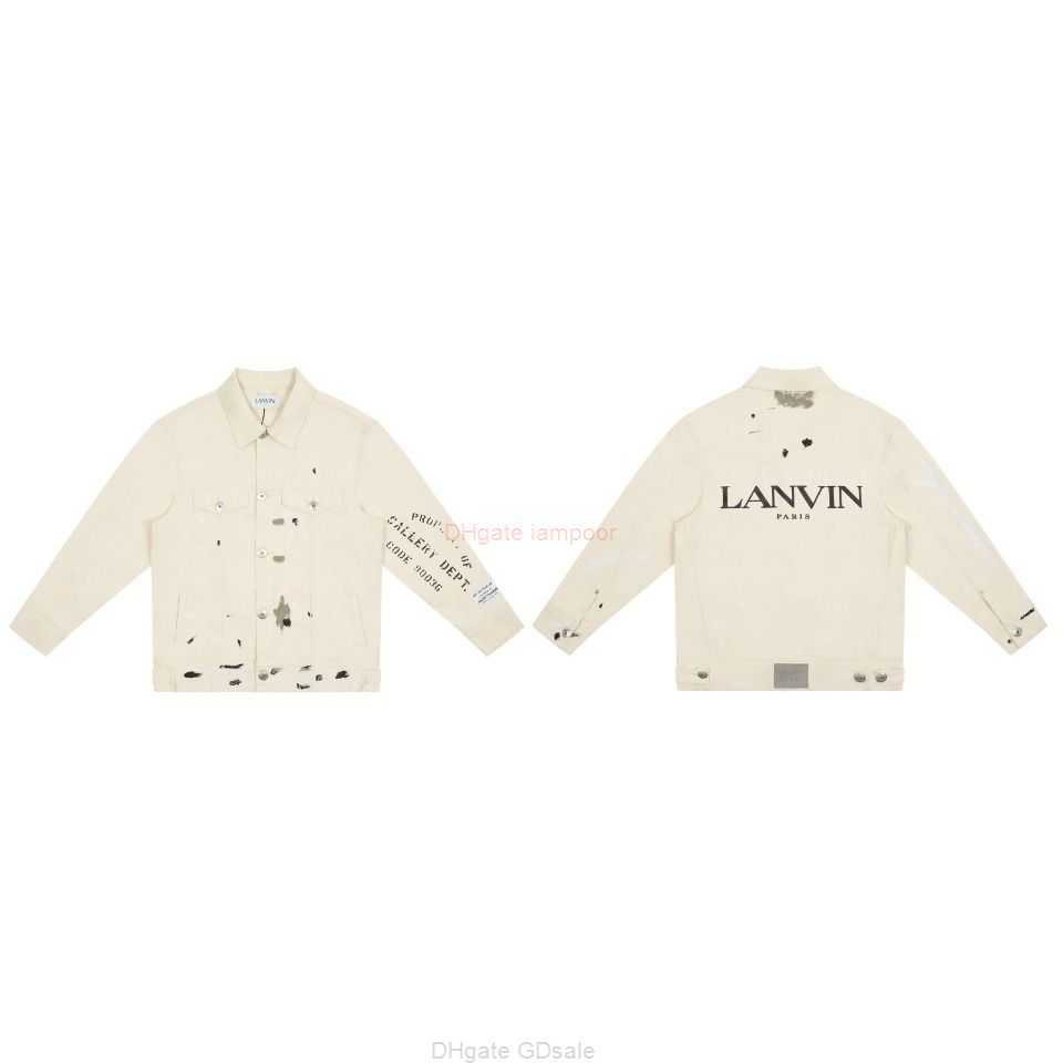 

Designer Clothing Galleries Casual Coats Lanvin x Galleryes Depts Langfan Handmade Speckled Beige Apricot Denim Coat Luxury Denim Jacket Trend Brand Thin Outerwea