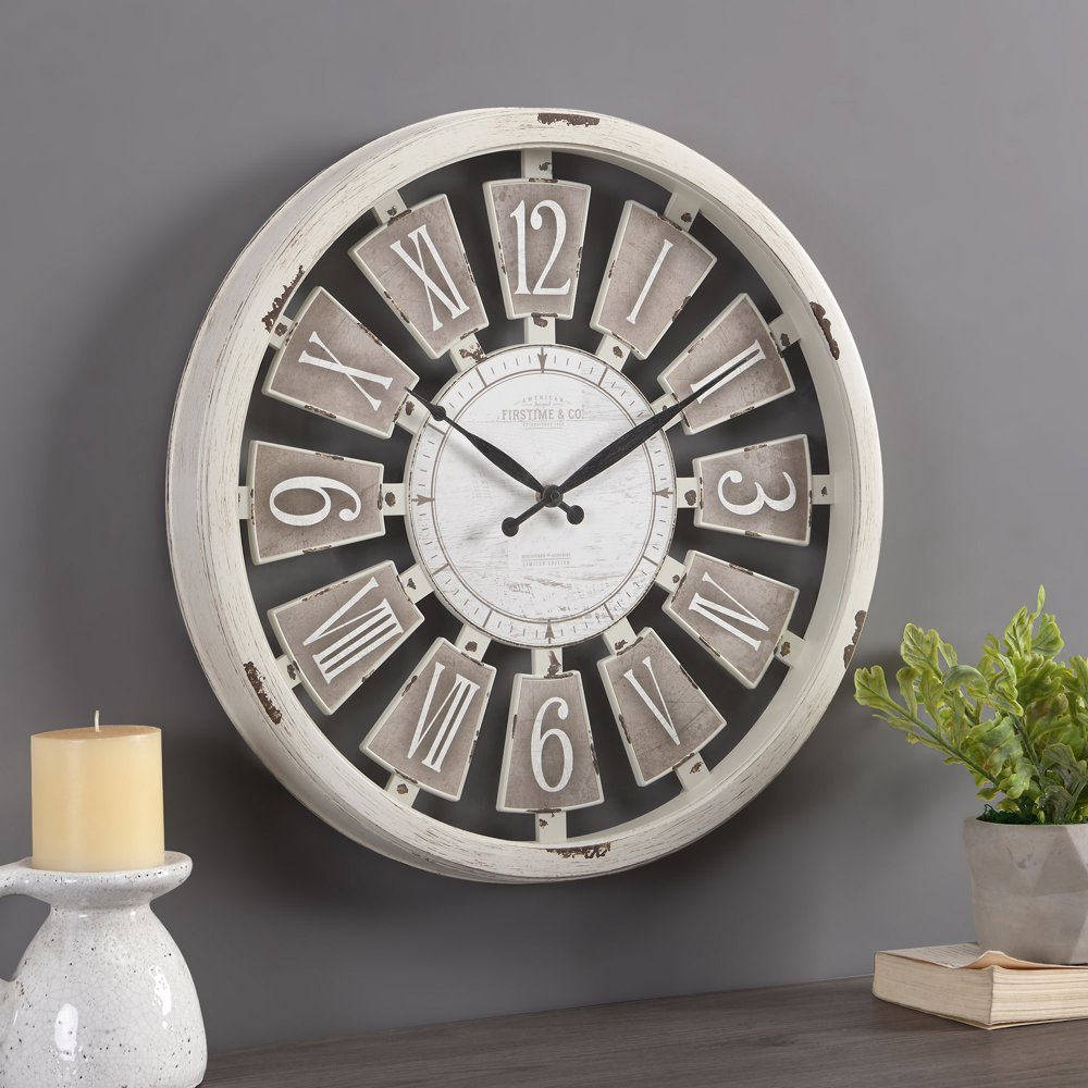 FirsTime Co Off-White Antique Plaques Wall Clock, Farmhouse, Analog, 20 x 2 x 20 in-image-866829071