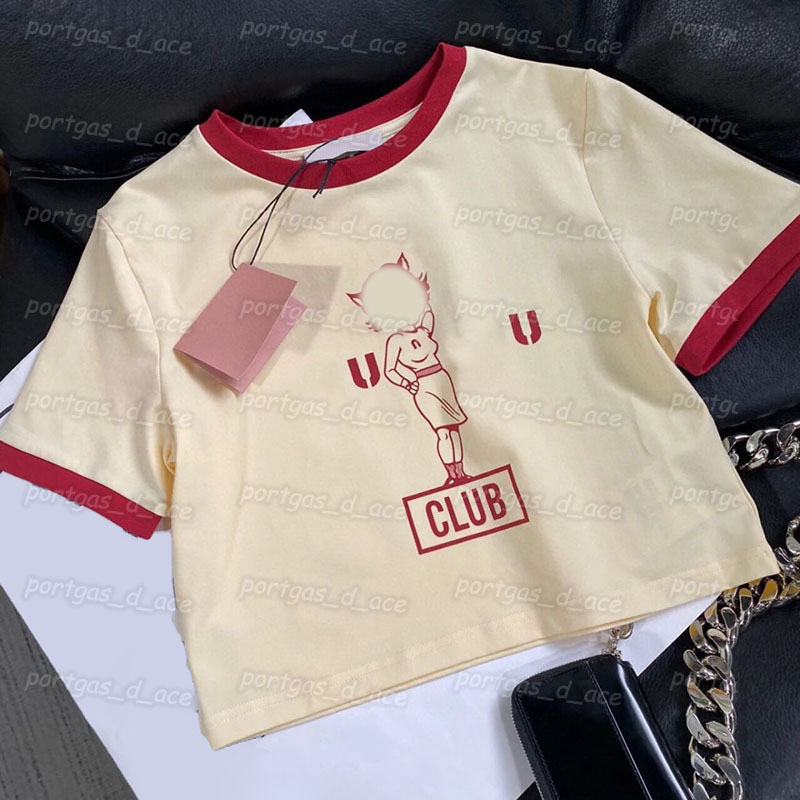 

Luxury Cropped Women T Shirt Contrast Color Short Sleeve Tops Fashion Lady Girl T Shirts, Black with label.0517